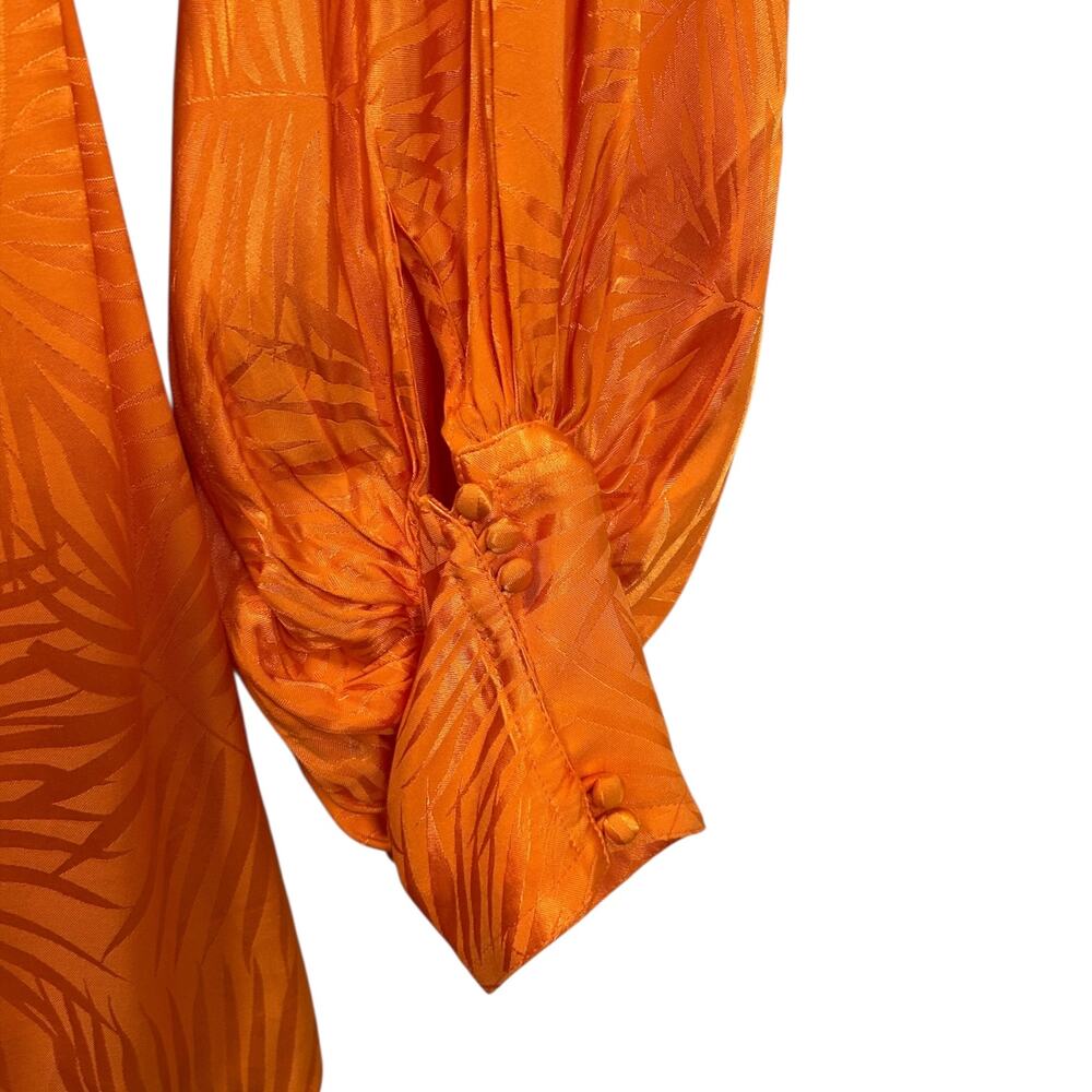 Rat & Boa, 'Harlequin' Mini Dress, Long Sleeve, Palm Jacquard, Orange XX-Small - Picture 10 of 11